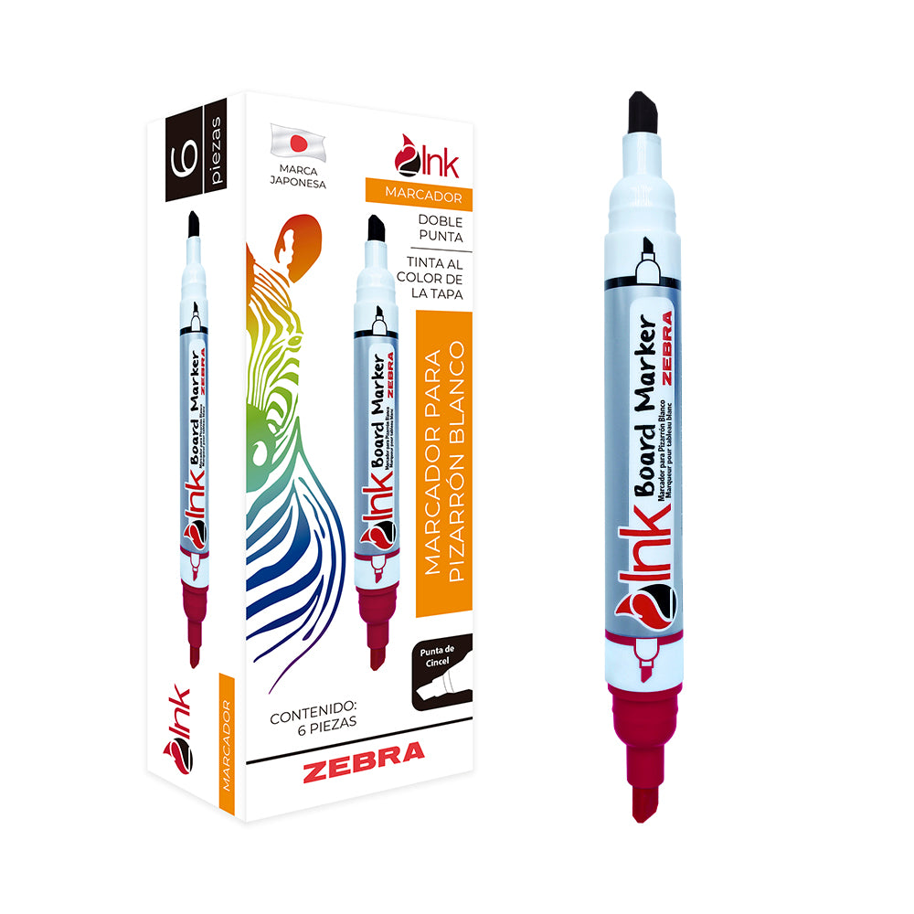 Marcador Para Pizarrón Doble Punta 2ink Zebra