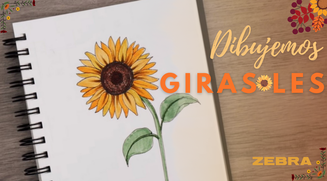 ¡Aprende a dibujar girasoles con portaminas para sketching y marcadores de arte!