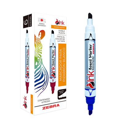 Marcador Para Pizarrón Doble Punta 2ink Zebra