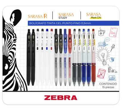 Rollerball - Sarasa Mix - Colores Básicos - Set 15 pzas.