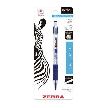 Bolígrafo Retráctil De Acero Inoxidable F-301 Zebra