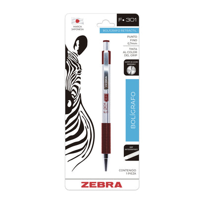Bolígrafo Retráctil De Acero Inoxidable F-301 Zebra
