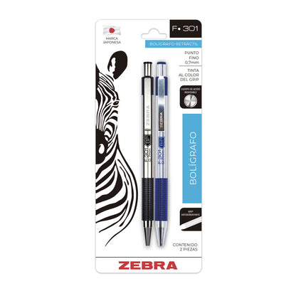 Bolígrafo Retráctil De Acero Inoxidable F-301 Zebra