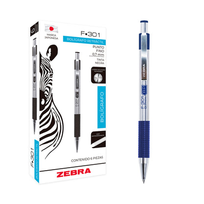 Bolígrafo Retráctil De Acero Inoxidable F-301 Zebra