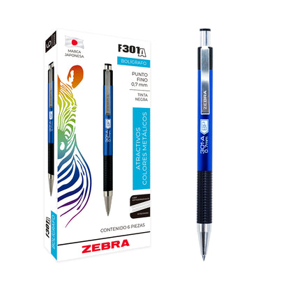 Bolígrafo Retráctil De Acero Inoxidable F-301 A Zebra
