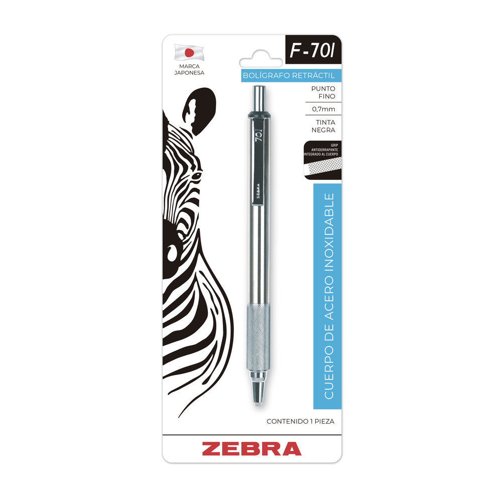Bolígrafo Retráctil De Acero Inoxidable F-701 Zebra
