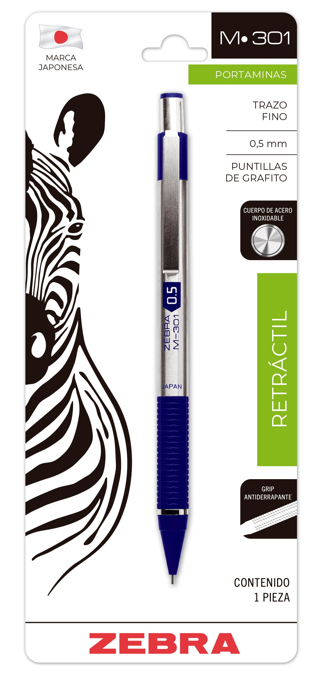 Portaminas De Acero Inoxidable M-301 Zebra