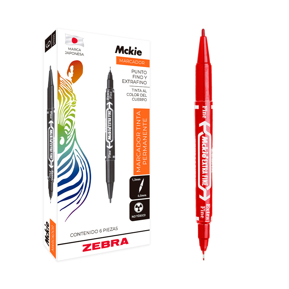 Marcador Permanente De Doble Punta Mckie Zebra.
