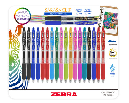 Rollerball - Sarasa Clip - Colores Surtidos - Set 20 pzas.
