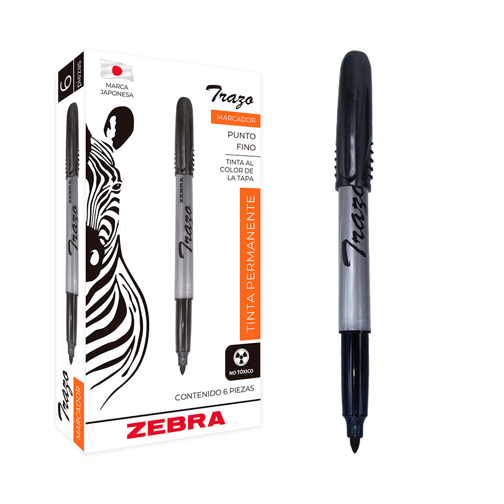Marcador Permanente De Punto Fino Trazo Zebra