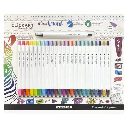 Marcador Creativo - CLiCKART - Colores Surtidos - Set 24 pzas.
